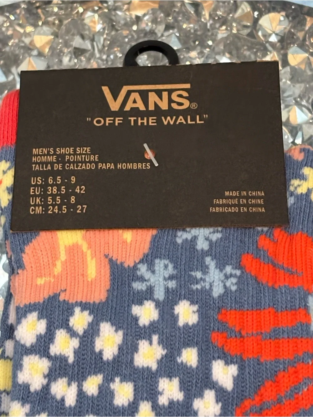 Vans Floral Crew Socks Blue Multicolor Flowers NEW 🧦🌼 Unisex